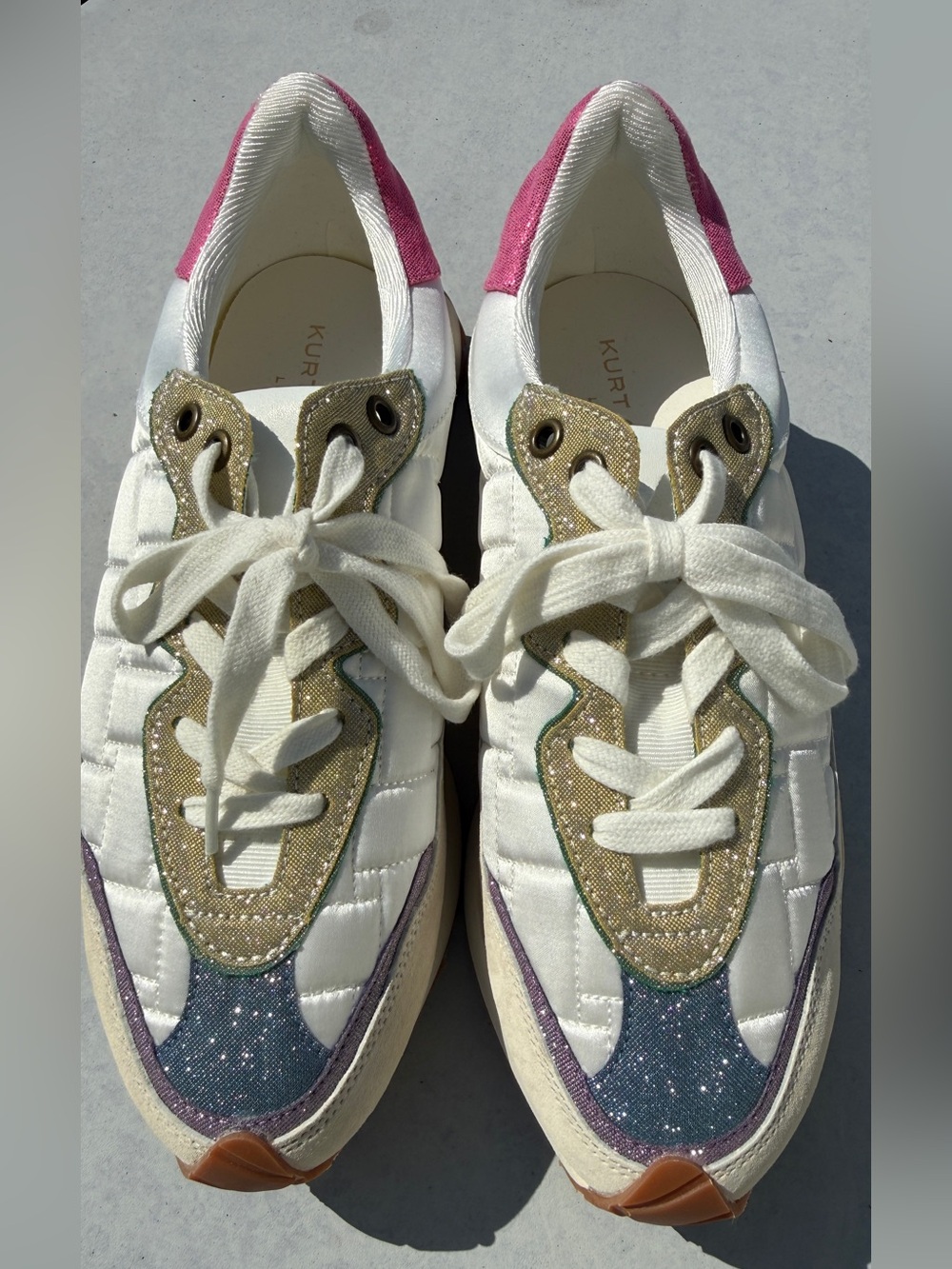 New Kurt Geiger London Quilt Glitter Trainers Sneakers EU40